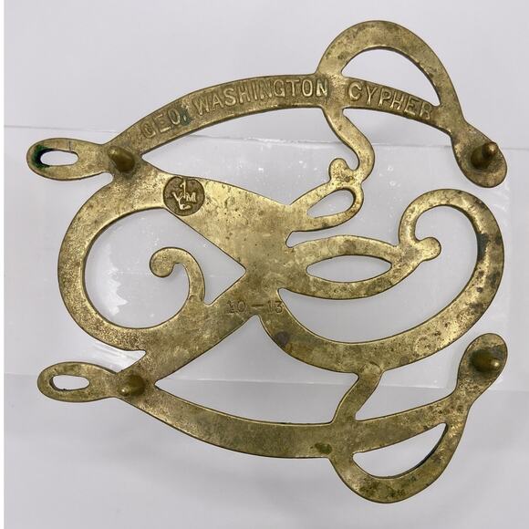 Vintage George Washington Cipher Trivet VA Metalcrafters Brass Colonial - Picture 7 of 7
